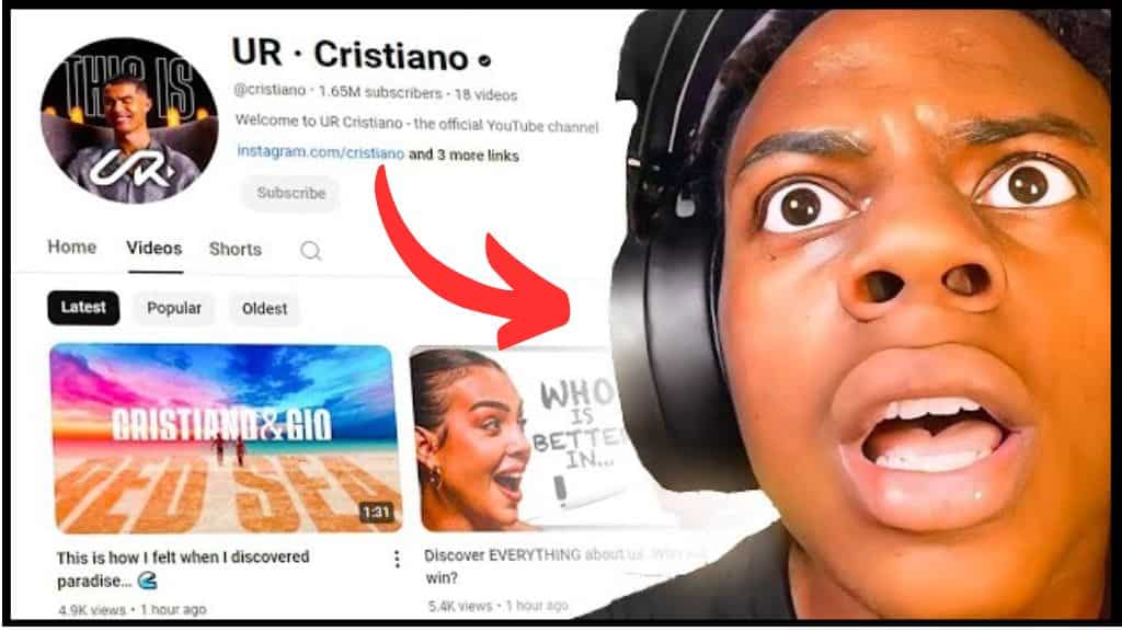 IShowSpeed Reaction on Cristiano Ronaldo YouTube Channel